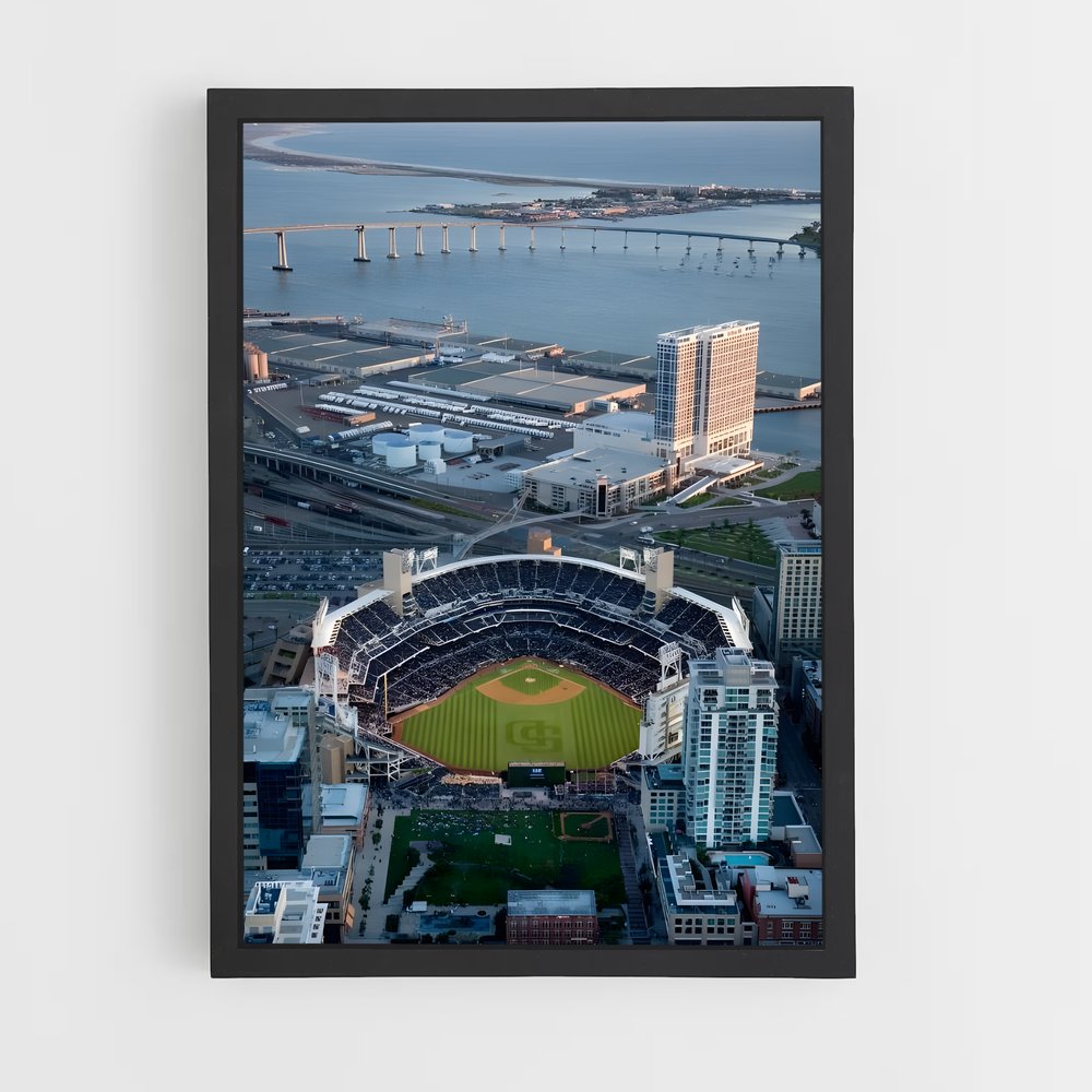 Poster San Diego Skyline et Baseball (vue 2)